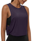 Ladies' Fashion Round Neck Yoga Wear Sleeveless Athletic Vest Casual Top Pure Color Loose Comfy Lightweight Short Top