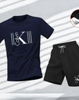 "2025 Men's Breathable sports pattern Printed T-shirt Casual Fashion short-sleeved T-shirt Summer streetwear top Two-piece set.