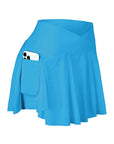 Womens Tennis Skirt with Pockets Crossover High Waisted Athletic Golf Skorts Running Workout Skirts 2 in 1 Fashion Streetwear