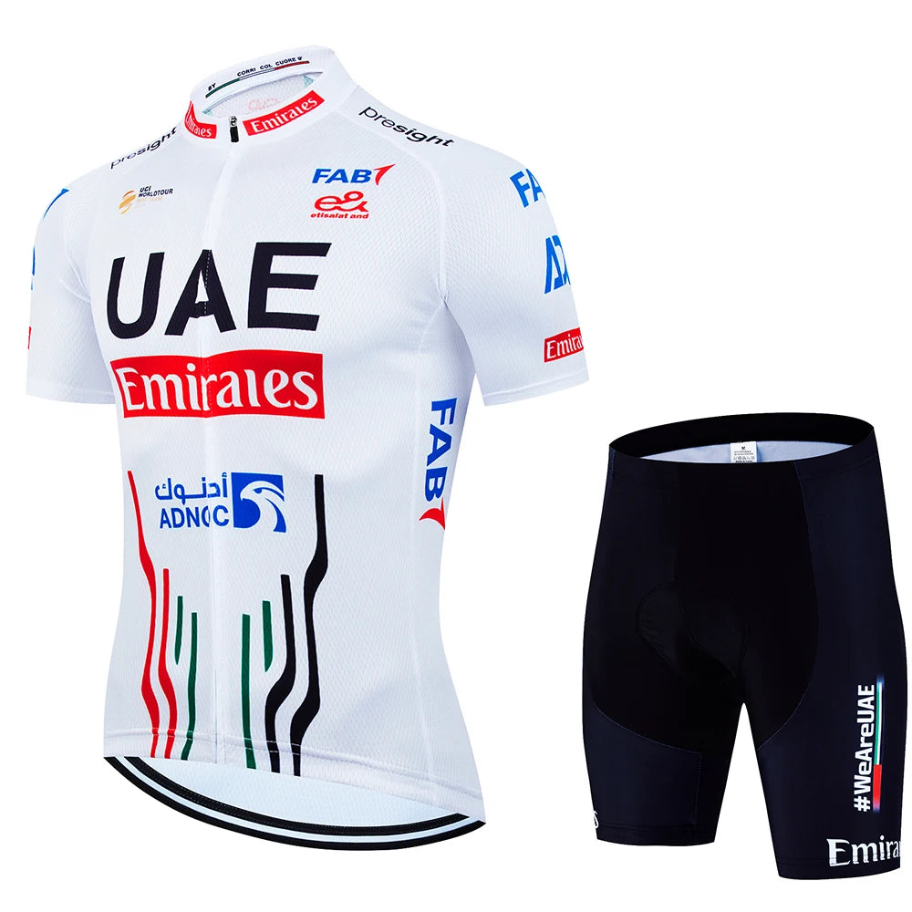 2025 UAE Cycling Jersey Set MTB Uniform Bike Clothing Summer Breathable Bicycle Shirt Ropa Ciclismo Bib Pants Maillot Ciclismo