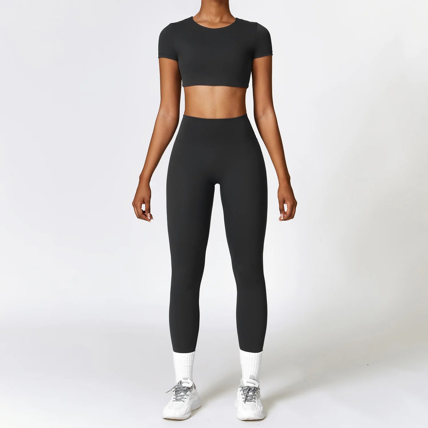 2PCS Yoga Set Women Gym Clothing Fitness Workout Set Sportswear Female Long Sleeve Crop Top High Waist Leggings Sports Suits
