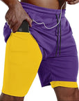 Men Sport Shorts Sportswear Double-deck Running Shorts 2 In 1 Beach Bottoms Summer Gym Fitness Training Jogging Short Pants Men