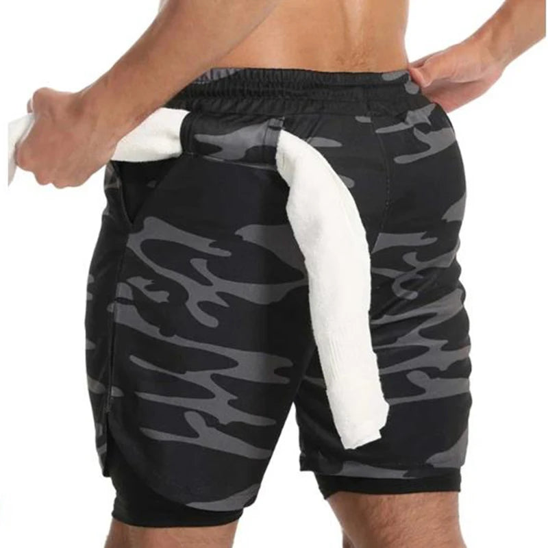 2023 Men Sport Shorts Sportswear Double-deck Running Shorts 2 In 1 Beach Bottoms Summer Gym Fitness Training Jogging Short Pants