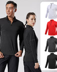 Mens Sports T-Shirt Long Sleeve Top Gym Clothing Fitness Compression Shirt Half Zip Pullover Quick Dry Sportswear