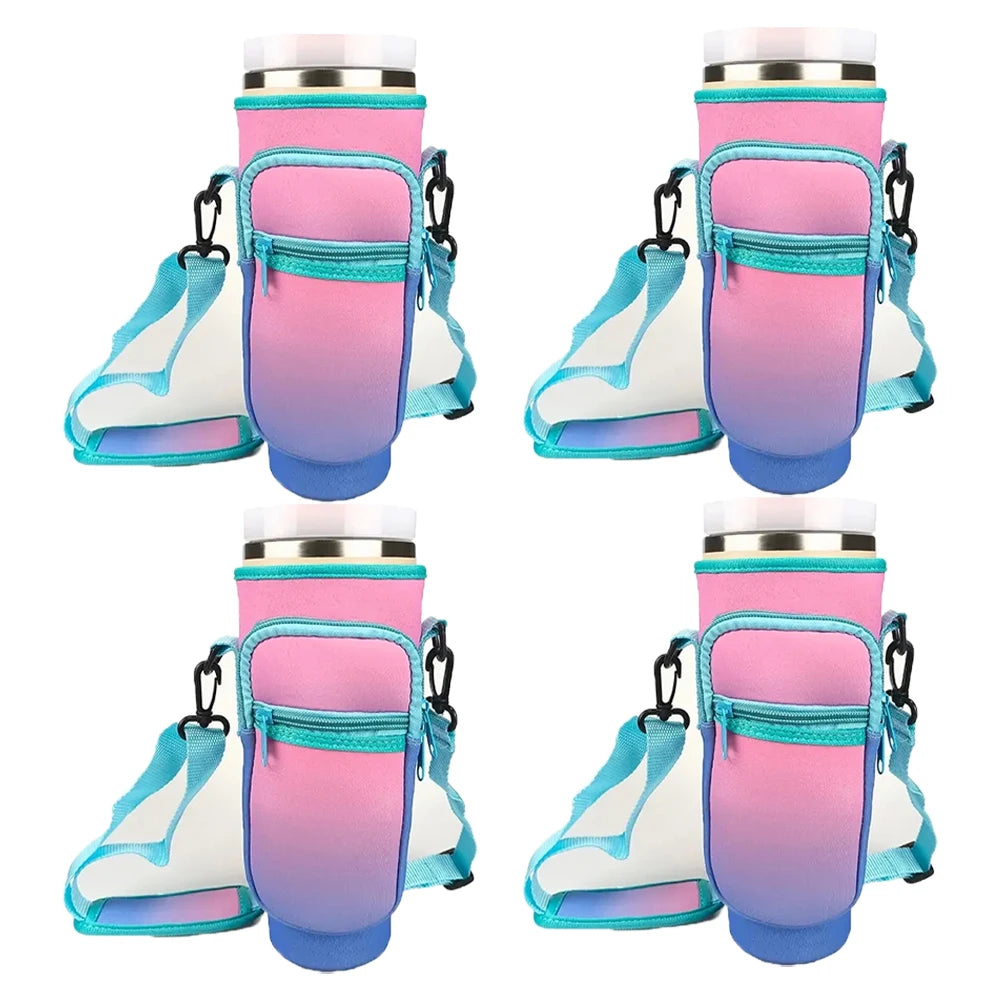 1/2/4 Piece 40oz Water Bottle Carrier Bag Pouch Cover for Thermos Water Bottle Holder Adjustable Shoulder Strap Mug Cover
