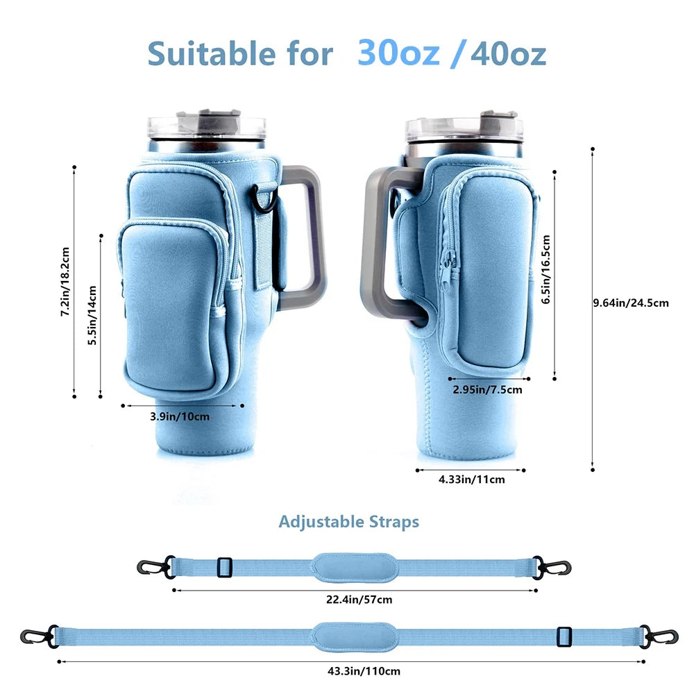 1pc Crossbody Bag Insulated Water Bottle Cover Sleeve for Stanley Cup Anti-fall 30oz/40oz Tumbler Protective Carrier Pouch Strap