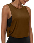 Ladies' Fashion Round Neck Yoga Wear Sleeveless Athletic Vest Casual Top Pure Color Loose Comfy Lightweight Short Top