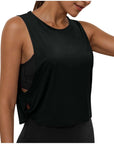 Ladies' Fashion Round Neck Yoga Wear Sleeveless Athletic Vest Casual Top Pure Color Loose Comfy Lightweight Short Top