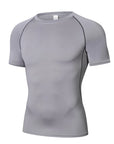 Sports T-shirt men's quick drying short sleeved sports T-shirt top gym fitness tight fitting shirt training running T-shirt men'