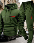 Men's Sportswear Set with Printed Letters, Hooded Sweatshirt and Long Pants, Warm Suit for Spring and Fall and Winter, 2025