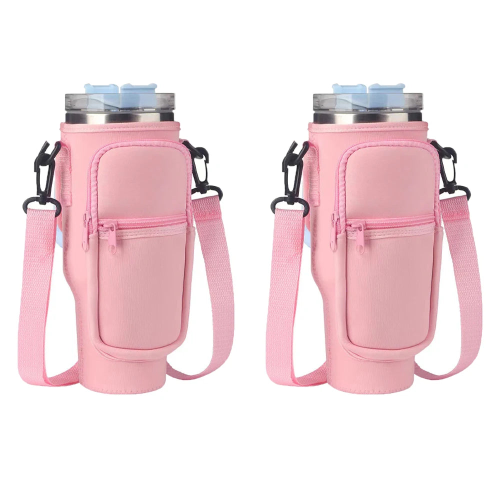 1/2/4 Piece 40oz Water Bottle Carrier Bag Pouch Cover for Thermos Water Bottle Holder Adjustable Shoulder Strap Mug Cover