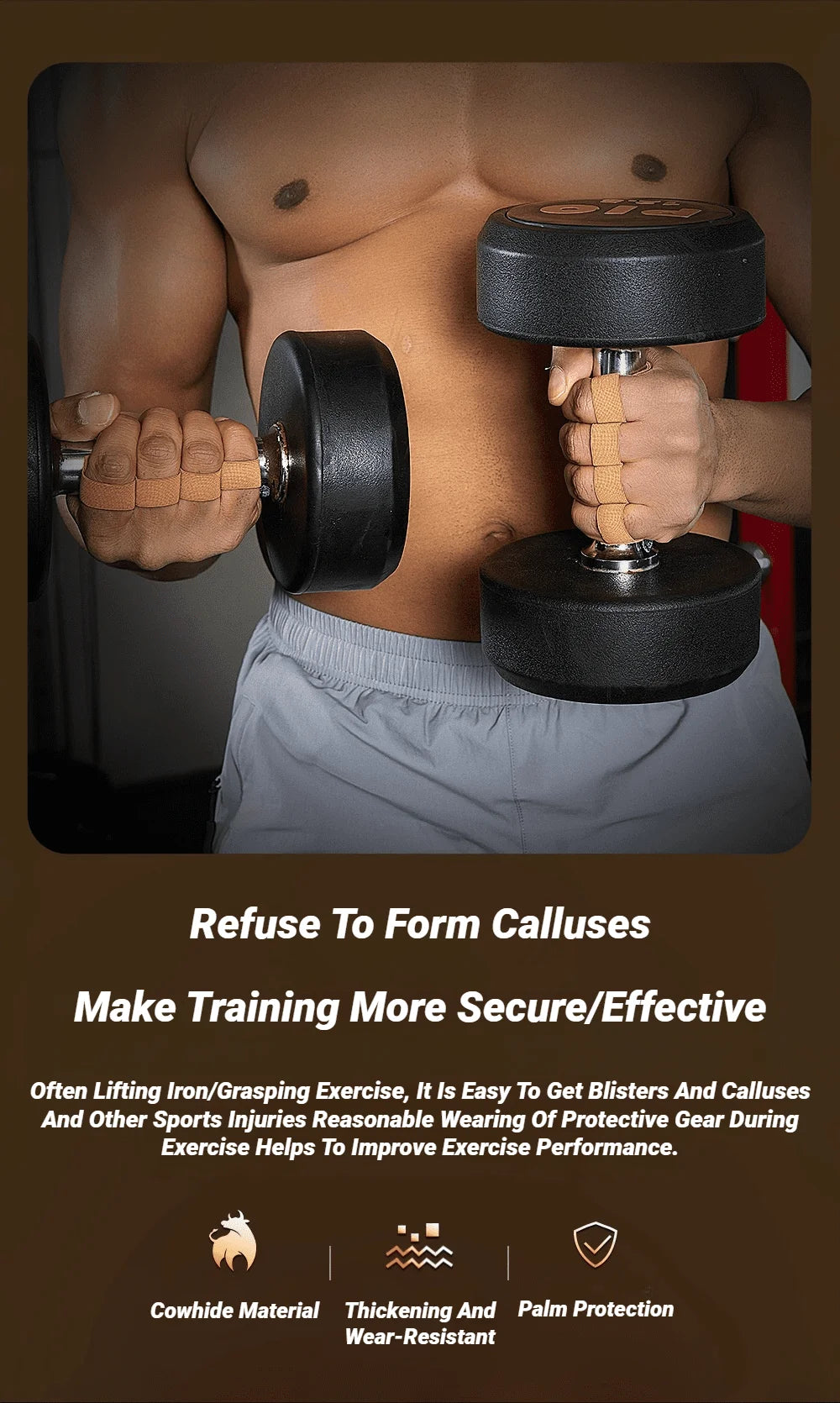 Fitness Four Fingers Gloves Breathable Anti-slip Shock Absorption Dumbbell Leather Weight Lifting Training Pal Men's And Women's