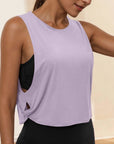 Ladies' Fashion Round Neck Yoga Wear Sleeveless Athletic Vest Casual Top Pure Color Loose Comfy Lightweight Short Top