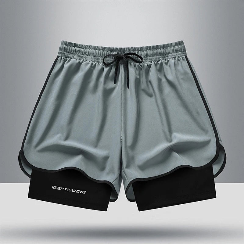 Summer New High Quality Ice Silk Shorts For Sports Quick Drying Fitness Men's Three Piece Running Basketball Shorts