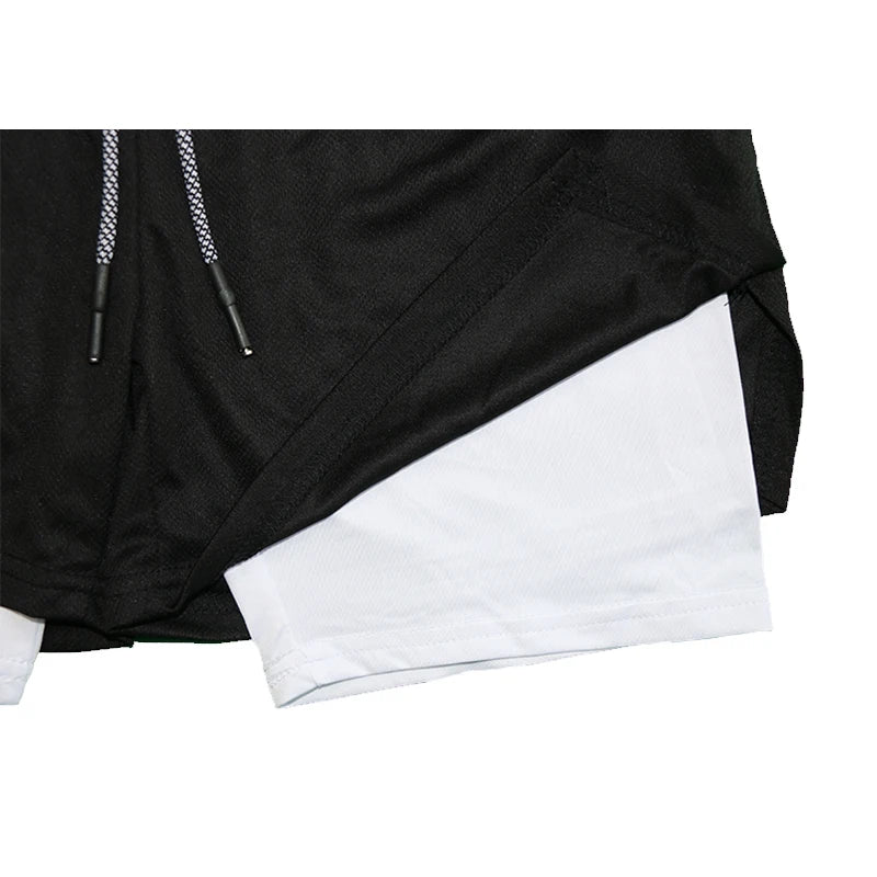 2023 Men Sport Shorts Sportswear Double-deck Running Shorts 2 In 1 Beach Bottoms Summer Gym Fitness Training Jogging Short Pants