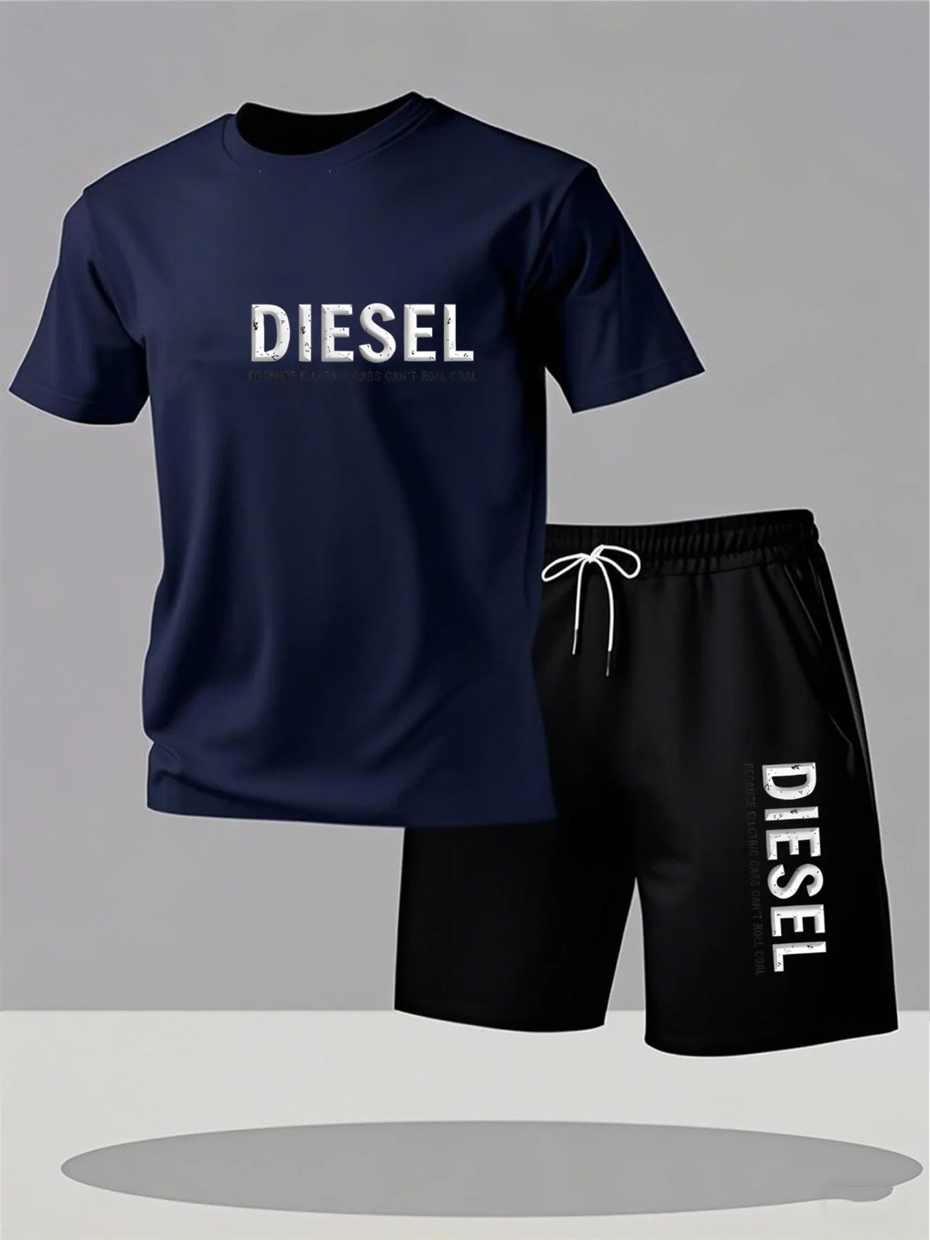 2026New Trendy Business Summer Men's Sports Set Casual Fitness Jogging Basketball Fashion Short Sleeve T-shirt + Shorts 2 Sets