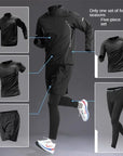 Men's Quick-Dry Sports Set Autumn Track and Field Zipper Training Running Fitness Long-Sleeve Shirts for Cycling Gym Wear Men