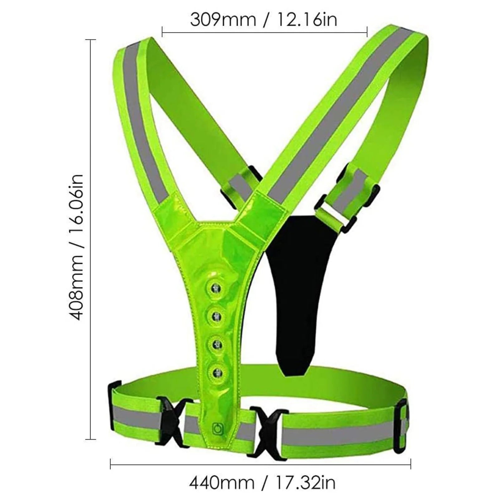 LED Reflective Vest Light Up Running Vest Adjustable Straps Cycling Safety Vest USB Rechargeable 3 Light Modes for Night Running