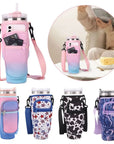 Shoulder Strap Water Bottle Holder Pouch Adjustable Multi Pockets Water Cup Bags with Phone Pocket Non-slip for 40oz Cup