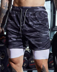 Men Sport Shorts  Sportswear Double-deck Running Shorts 2 In 1 Beach Bottoms Summer Gym Fitness Training Jogging Short Pants Men