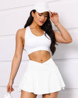 Womens Tennis Skirt with Pockets Crossover High Waisted Athletic Golf Skorts Running Workout Skirts 2 in 1 Fashion Streetwear