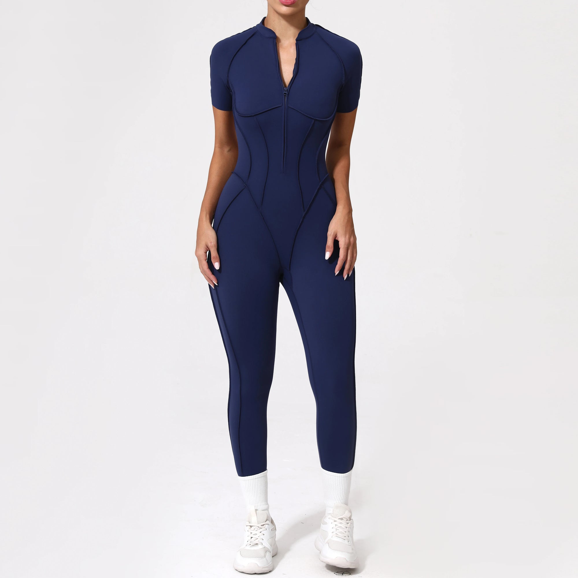 With Zipper Hollow Back Yoga Jumpsuit Sportswear Women Gym Clothes Running Fitness Yoga Backless Bodysuit