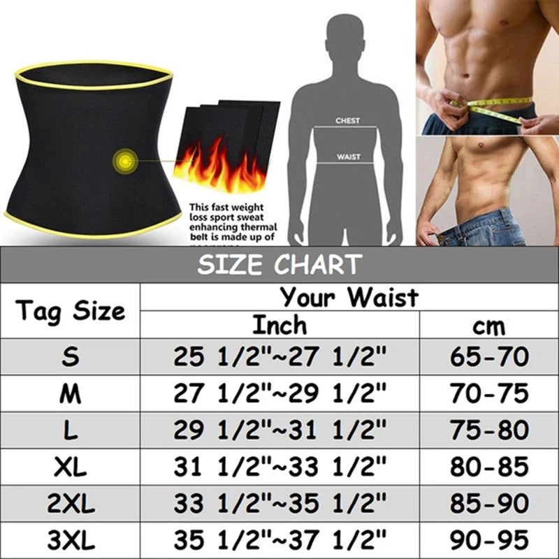Waist Trainer Trimmer Sweat Belt Band for Men Lower Belly Fat Sauna Abs Shapers Slimming Workout Shapewear Girdle