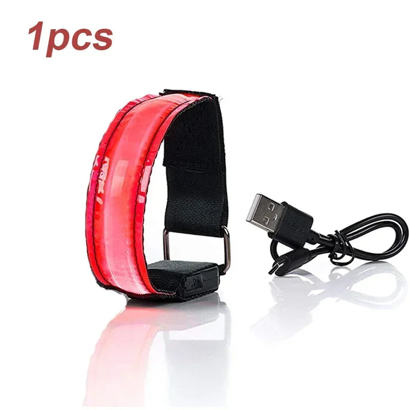 Outdoor Sports Night Running Armband LED Lamp USB Rechargeable Safety Belt Arm Leg Warning Wristband Cycling Bike Bicycle Light
