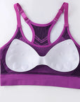 Women Breathable Sports Bra Absorb Sweat Shockproof Padded Gym Running Fitness Double Layer Seamless Yoga Sports Bra Underwear