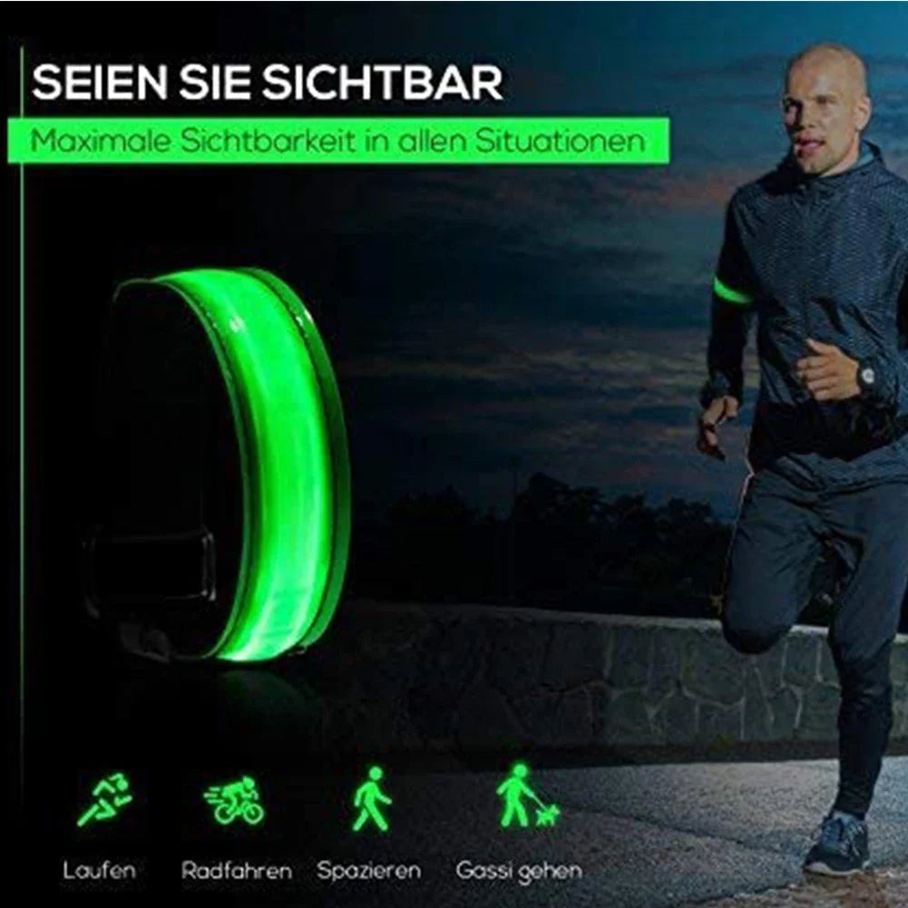 Outdoor Sports Night Running Armband LED Lamp USB Rechargeable Safety Belt Arm Leg Warning Wristband Cycling Bike Bicycle Light