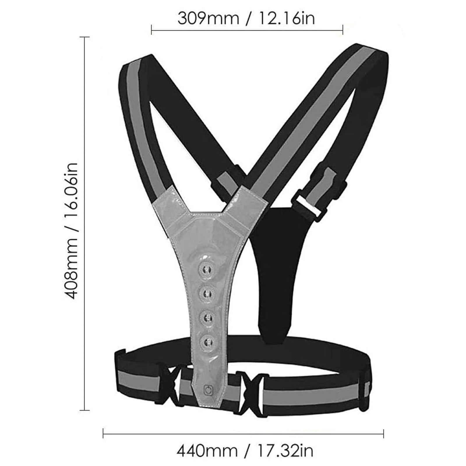 LED Reflective Vest Light Up Running Vest Adjustable Straps Cycling Safety Vest USB Rechargeable 3 Light Modes for Night Running