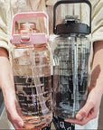 2L Sports Water Bottle with Straw Portable Large Capacity Water bottles Fitness Bike Cup Summer Cold Water Jug with Time Marker
