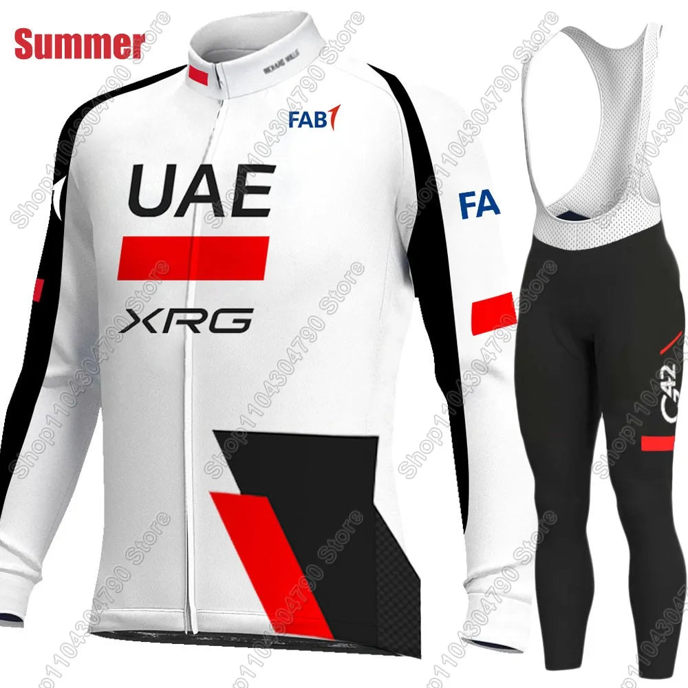 UAE Team Cycling Jersey 2026 Set Clothing Suit Winter Summer Mens Long Sleeve MTB Bike Road Pants Bib Ropa Ciclismo