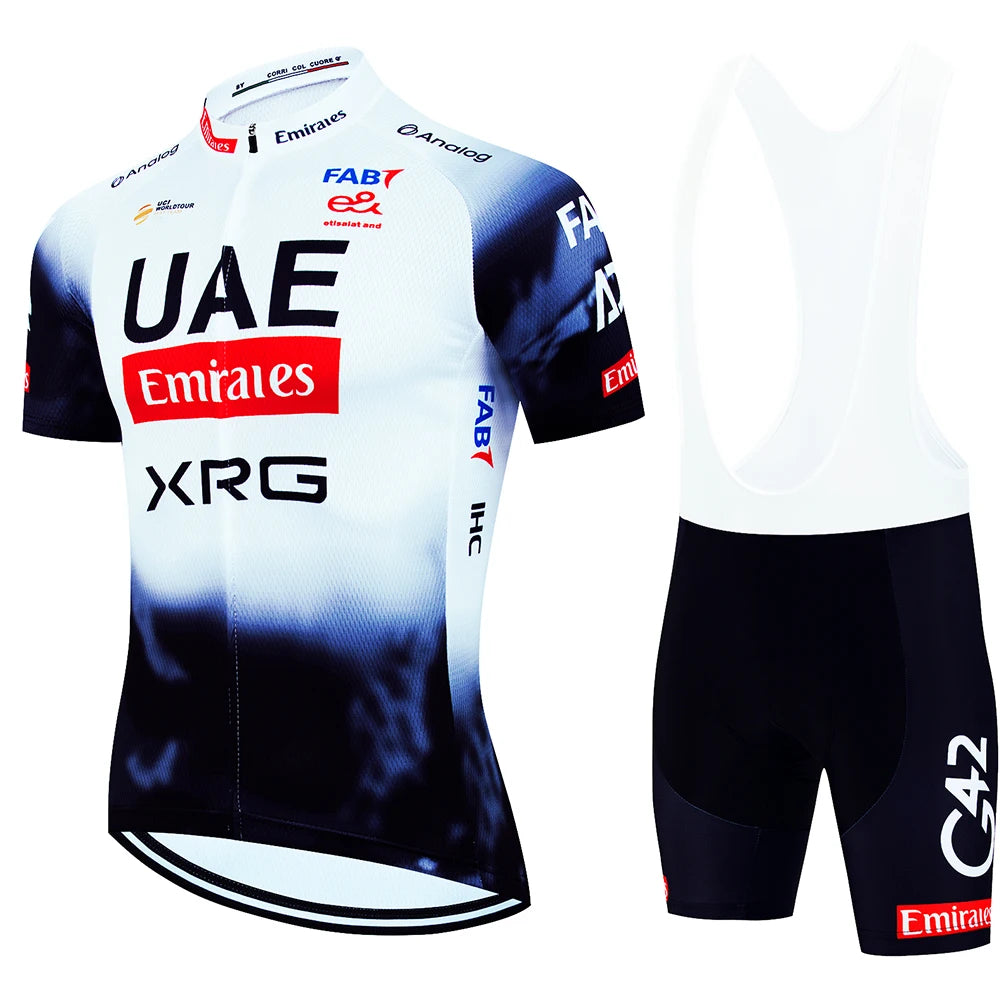 2025 UAE Cycling Jersey Set MTB Uniform Bike Clothing Summer Breathable Bicycle Shirt Ropa Ciclismo Bib Pants Maillot Ciclismo