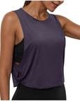 Ladies' Fashion Round Neck Yoga Wear Sleeveless Athletic Vest Casual Top Pure Color Loose Comfy Lightweight Short Top