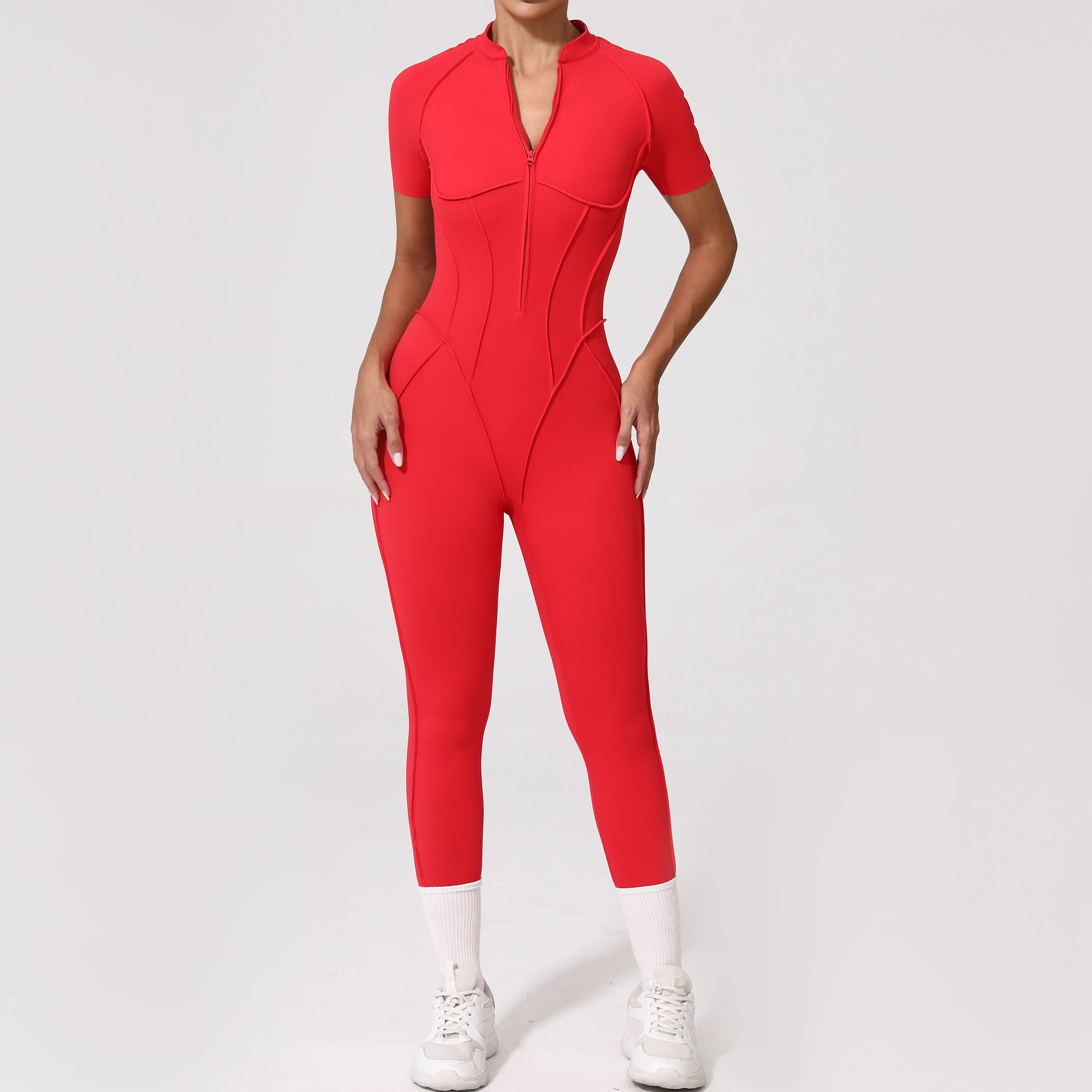 With Zipper Hollow Back Yoga Jumpsuit Sportswear Women Gym Clothes Running Fitness Yoga Backless Bodysuit