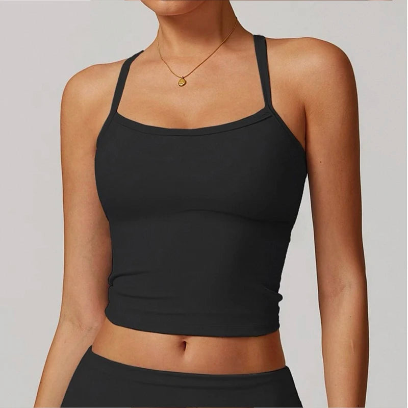 Women's Yoga Sports Fitness Vest, Pilates Running Bra, Thin Belt, Professional Training Underwear, Chest Mat, Fitness Gear