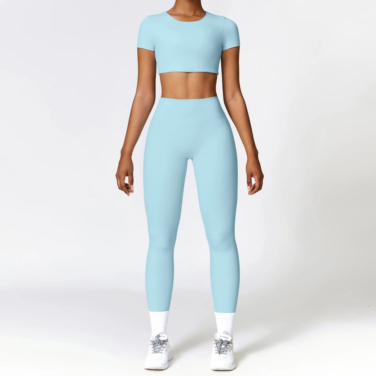 2PCS Yoga Set Women Gym Clothing Fitness Workout Set Sportswear Female Long Sleeve Crop Top High Waist Leggings Sports Suits