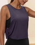 Ladies' Fashion Round Neck Yoga Wear Sleeveless Athletic Vest Casual Top Pure Color Loose Comfy Lightweight Short Top