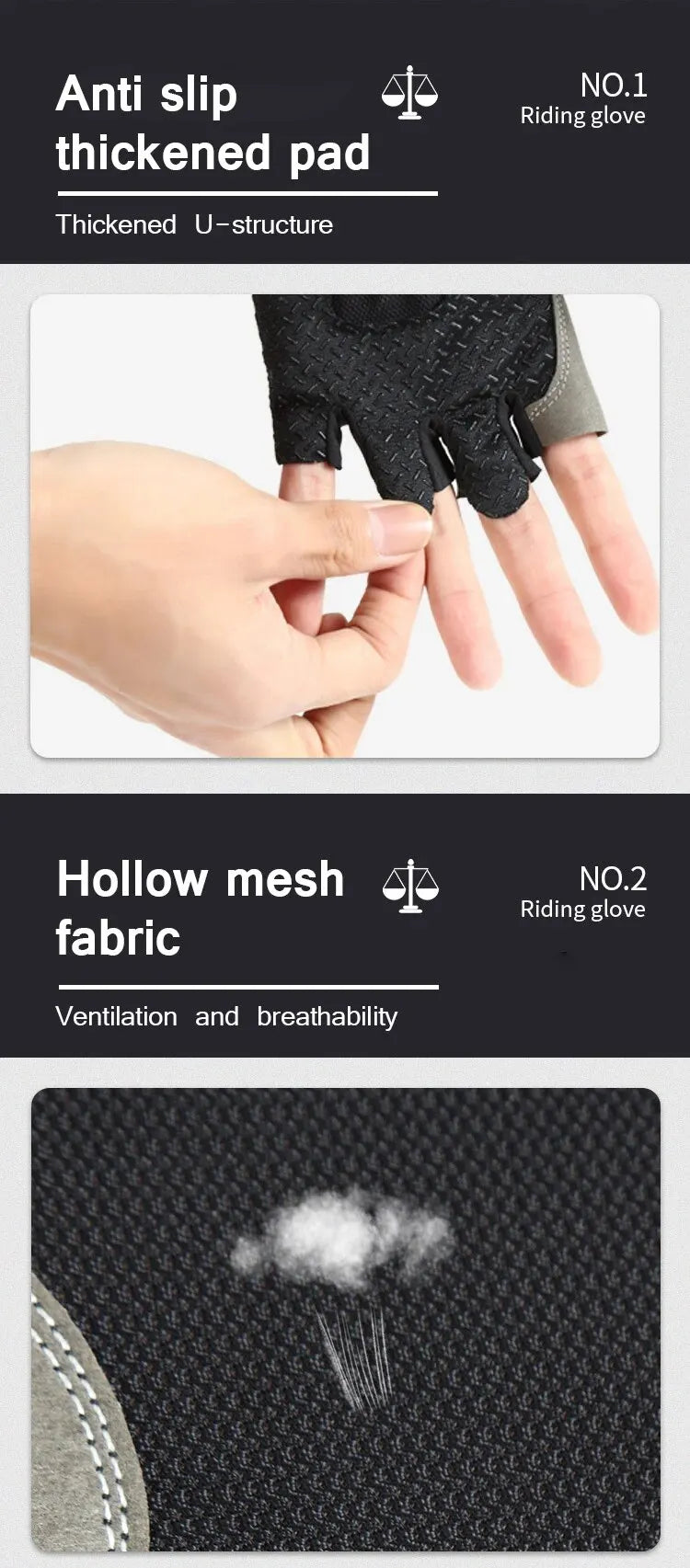 Gym Gloves Fingerless Gloves Anti-Slip Shock-Absorbing Breathable Gloves Sports Gloves for Training Lifting Weight Cycling