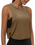 Ladies' Fashion Round Neck Yoga Wear Sleeveless Athletic Vest Casual Top Pure Color Loose Comfy Lightweight Short Top
