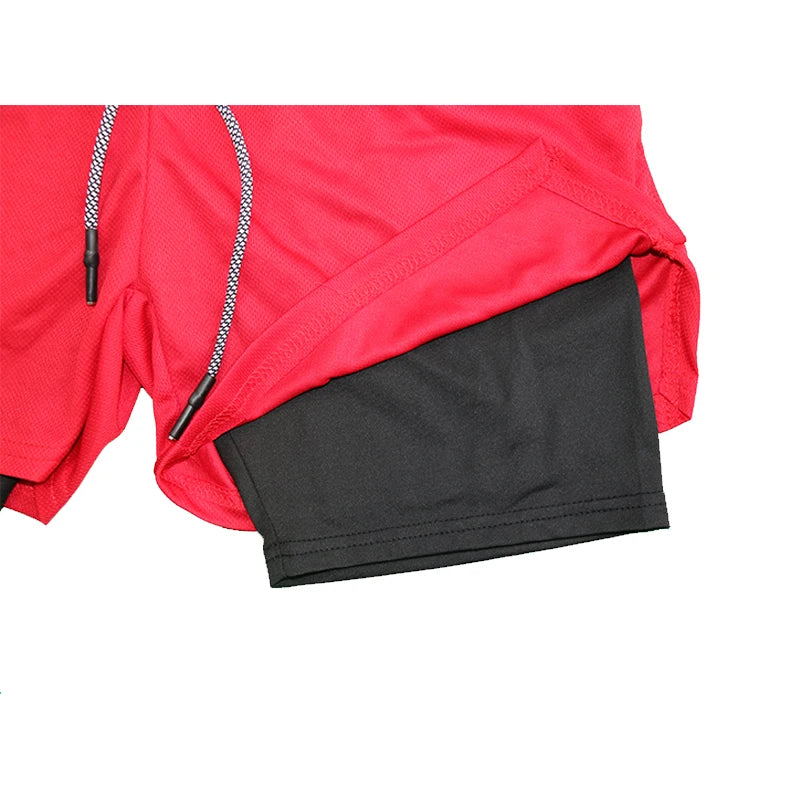 2023 Men Sport Shorts Sportswear Double-deck Running Shorts 2 In 1 Beach Bottoms Summer Gym Fitness Training Jogging Short Pants