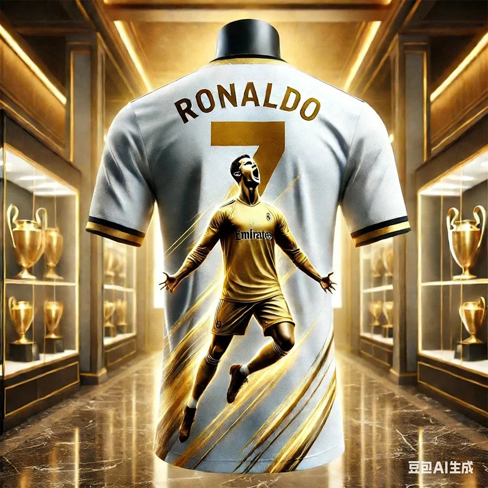 Ronaldo 2026 Commemorative T-Shirt AI Innovative Design Light Comfortable For Soccer Fans Sports Outdoor Daily Wear