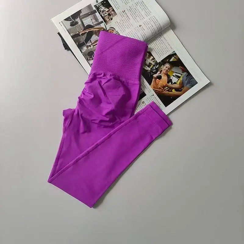 Seamless Sport Yoga High Waist Pants Leggings Sport See Through Yoga Gym Running Quick Dry Pants Scrunch Butt Pants