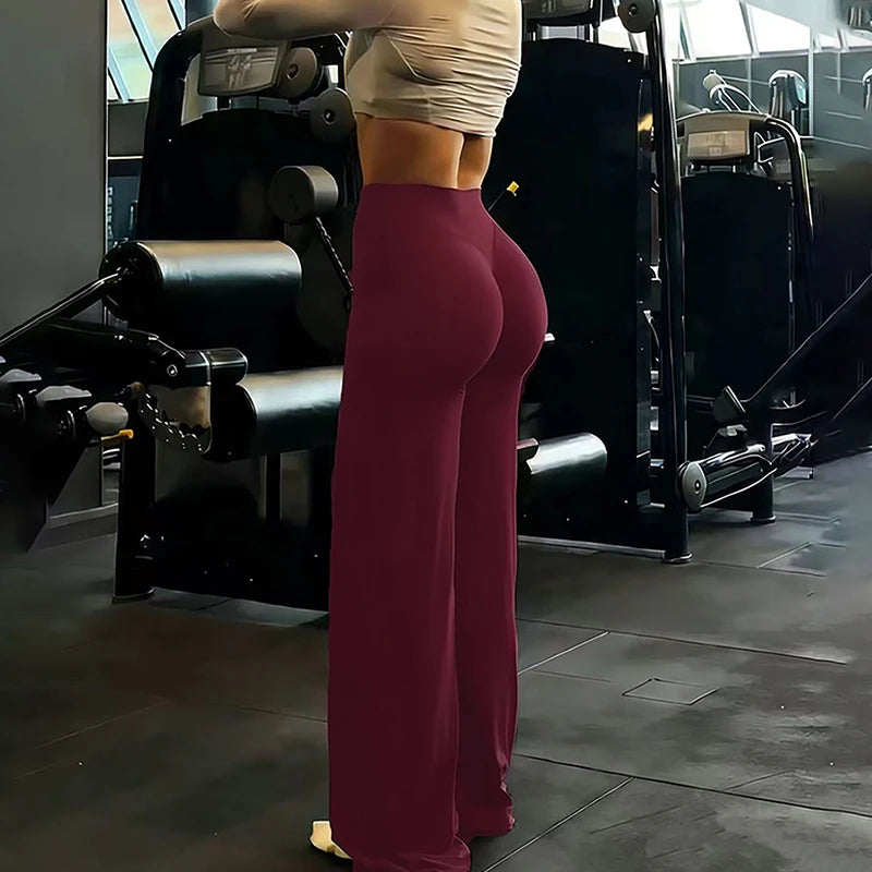Yoga Sports Women's Leggings High Waist Hip Lifting Gym Workout Wide Leg Leggings Naked Feel Pilates Running Sports Trousers