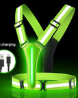 LED Running Vest USB Rechargeable Reflective Cycling Safety Vest Adjustable Strap High Visibility 3 Light Mode for Night Running