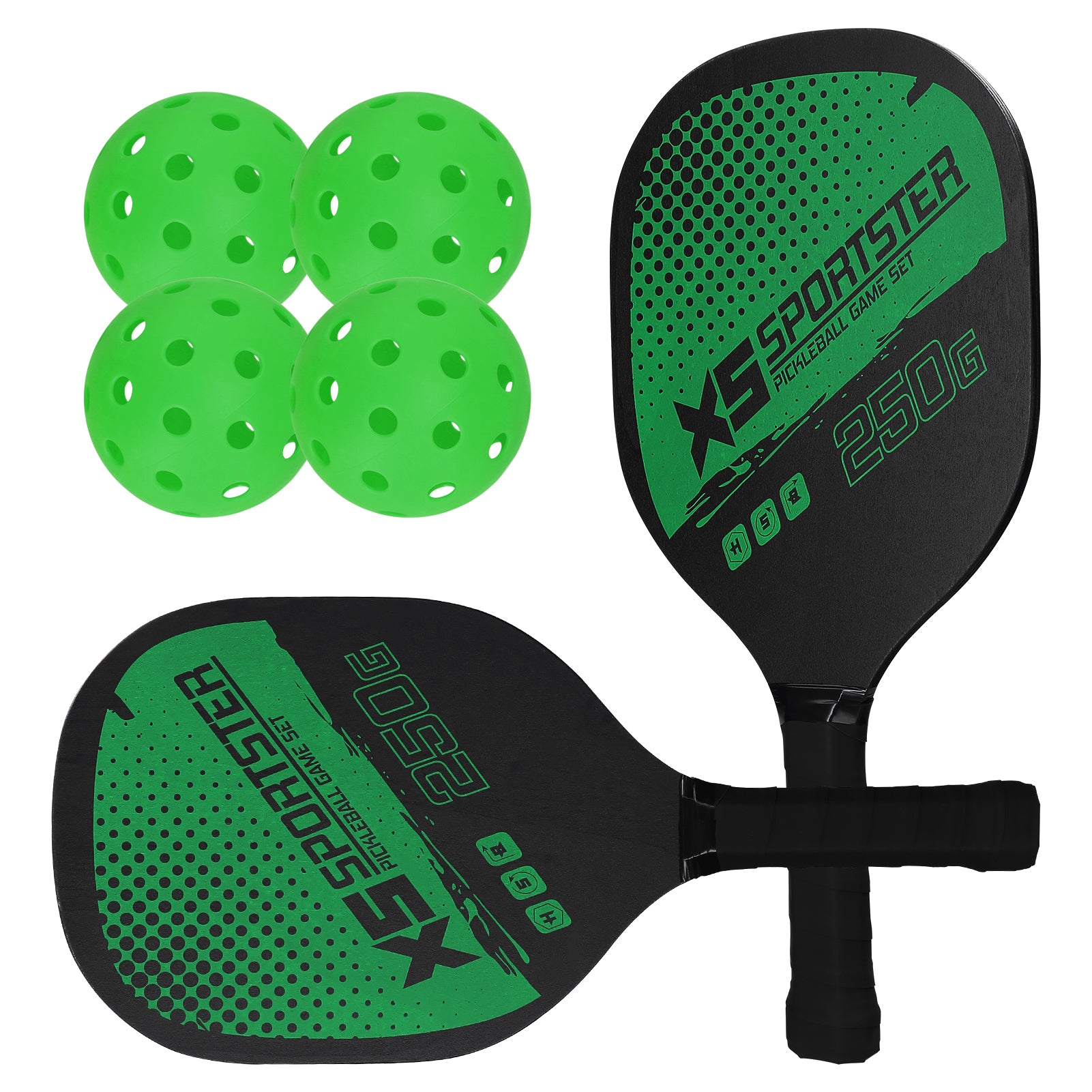 Pickleball Rackets Set Pickleball Paddle Set of 2 Rackets &amp; 4 Pickleballs Balls Pickle-Ball Racquet with Balls Sports Accessory