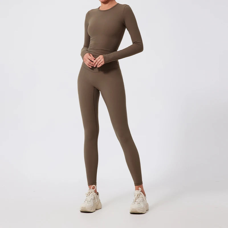 Ctenkevet 2Pcs Sets Gym Clothes Sports Outfit Suit Women Outdoors Workout Tights Set Yoga Wear Female Running Training T-Shirt