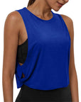 Ladies' Fashion Round Neck Yoga Wear Sleeveless Athletic Vest Casual Top Pure Color Loose Comfy Lightweight Short Top