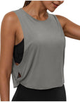Ladies' Fashion Round Neck Yoga Wear Sleeveless Athletic Vest Casual Top Pure Color Loose Comfy Lightweight Short Top